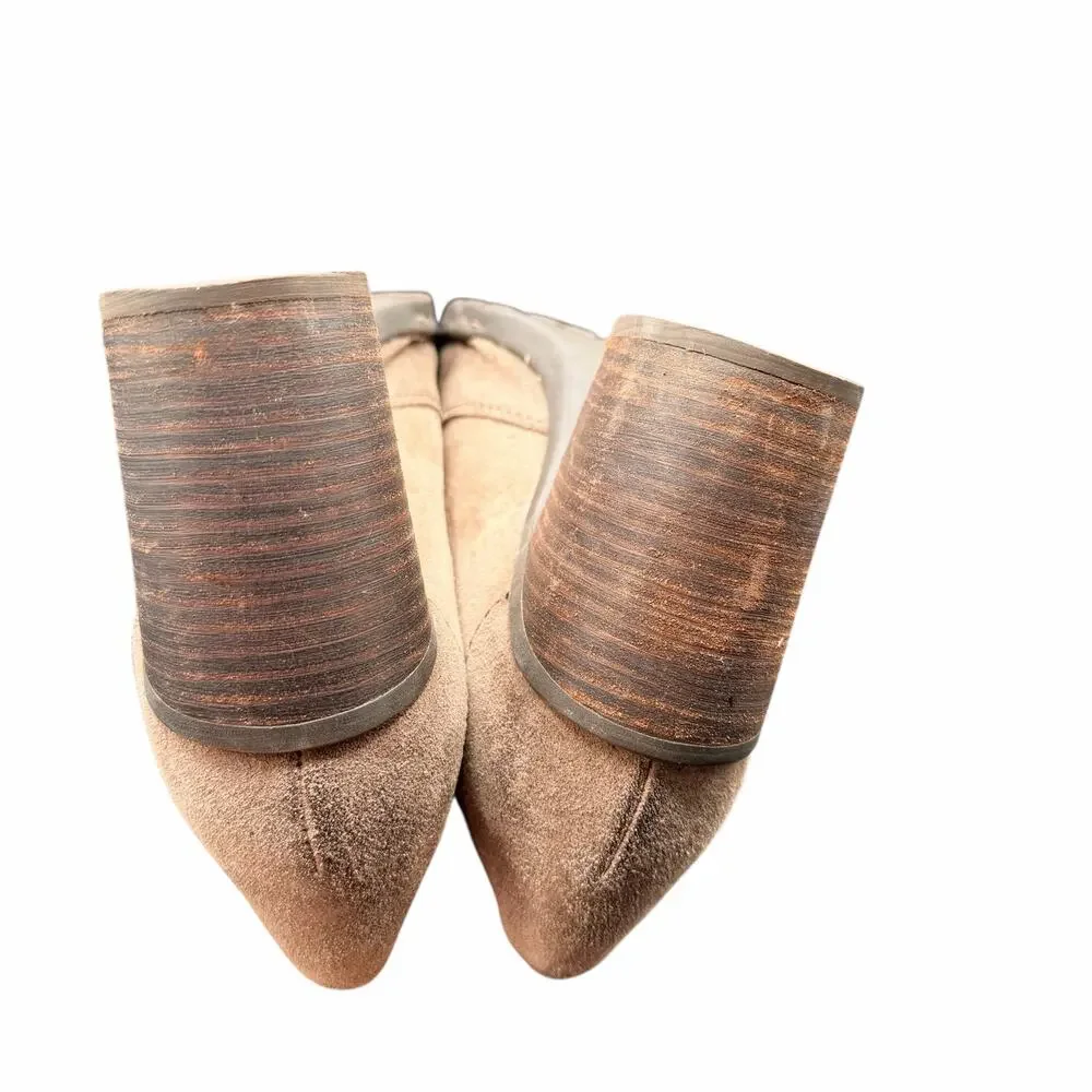 Born Suede Slip On Shootie Booties Women’s 8 Taupe Block Heel Comfort